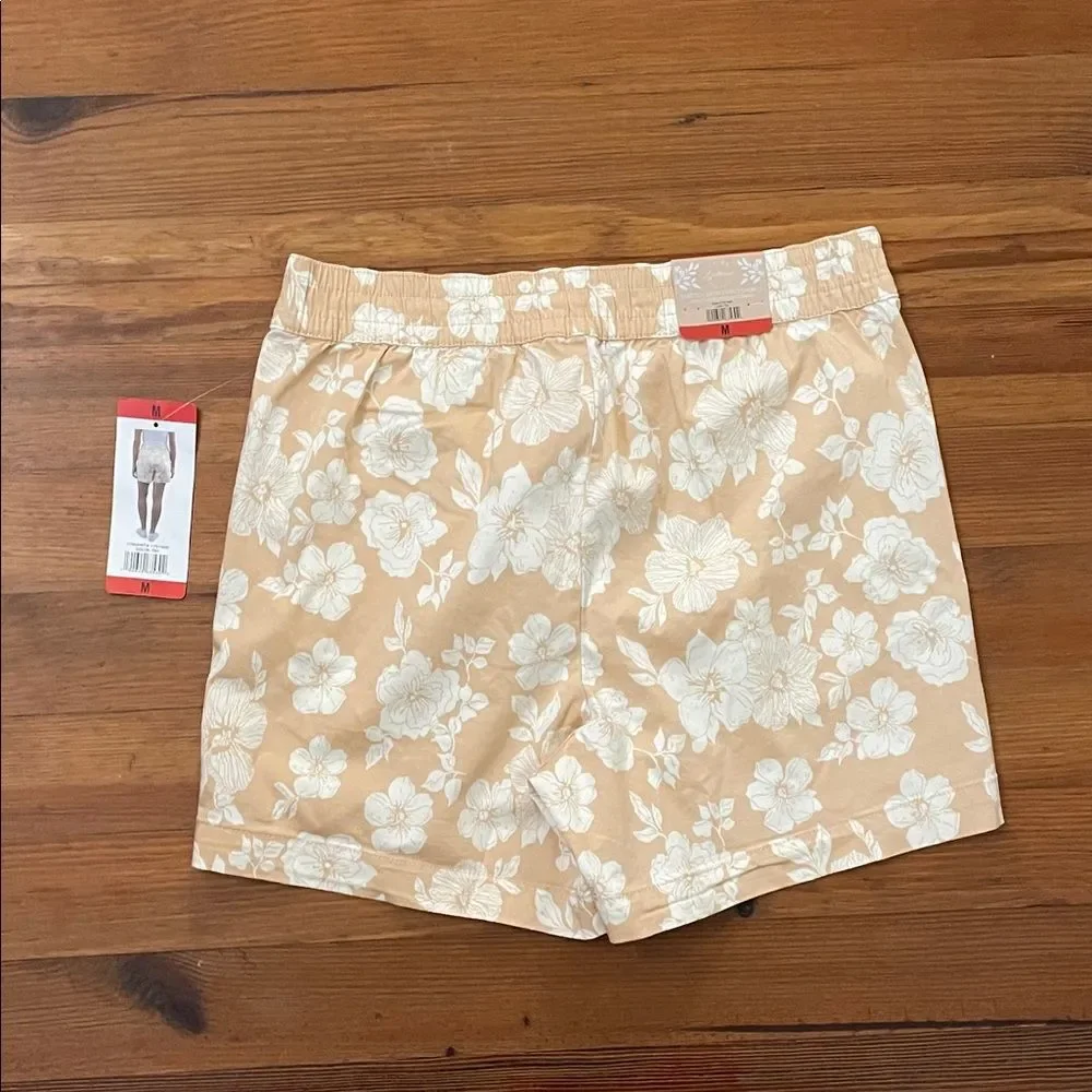 Jachs Girlfriend Tan Floral Stretch Chino Shorts Womens Medium NWT